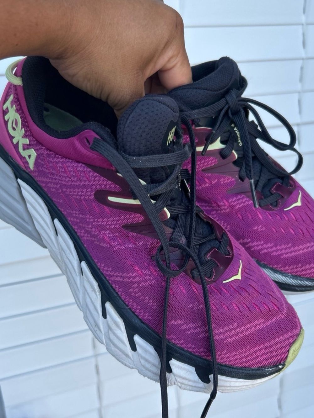 Hoka One One Women’s Magenta and Black Running Shoes